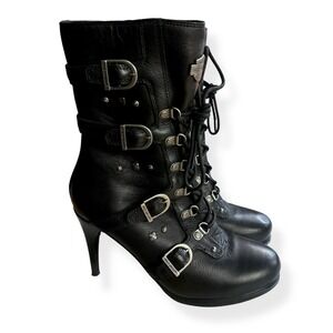 Harley-Davidson Black Leather Buckle Boots